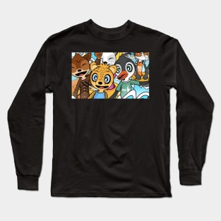 Characters Sliding Down Waterslide Long Sleeve T-Shirt